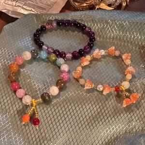 Colorful Asian Beaded Bracelets Set x3